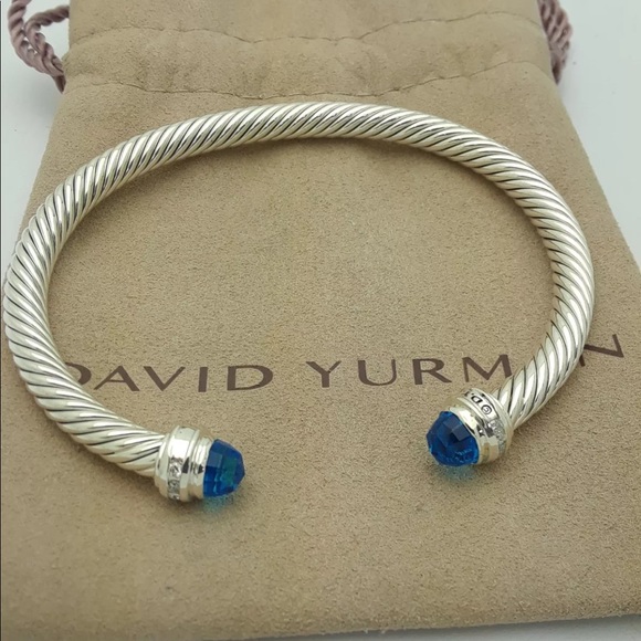 David Yurman Jewelry - David Yurman cable bracelet w/ blue topaz dsherpa